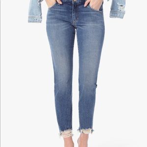 Joe’s Jeans “The Smith” Mid Rise Straight Crop Jeans, Medium Wash Raw Hem 25/0